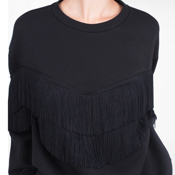 Stella McCartney Tiered V-Fringe Sweatshirt in black size M - Picture 2 of 9